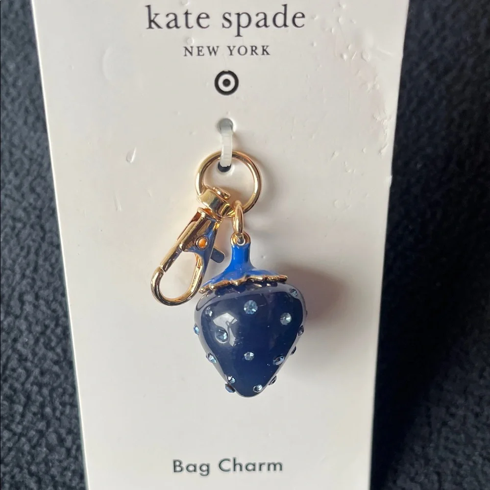 NWT Kate Spade Blue Strawberry Bag Charm Keychain